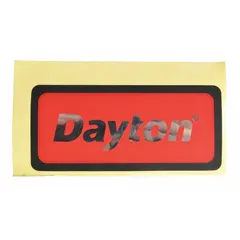 Replacement name plate for Dayton brand material handling equipment. Provides correct identification labeling for maintenance, safety compliance, and parts ordering in industrial facilities.