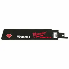 This 6-inch reciprocating saw blade features diamond grit for cutting tile and masonry. With a 0.2-inch blade thickness and cut width, it is designed for straight cuts in hard materials. Suitable for demolition, renovation, and construction applications.
