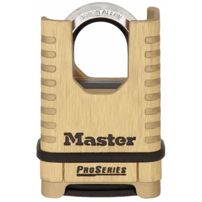 MASTER LOCK Combination Padlock: Scrolling Combo, Gold, Brass, Covered Shackle - Covered Shackle Combination Padlocks