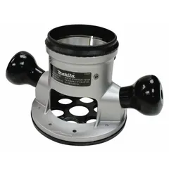 Fixed, dual-grip router base compatible with MAKITA models RD1101, RF1101, and RP1101. Single-piece accessory provides a stable platform for routing operations such as edge forming, grooving, and pattern work.