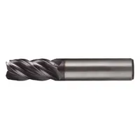 Carbide square end mill with 4 flutes, 1/2" mill diameter, 2" length of cut, and 4" overall length. Designed for fast cutting in CNC and manual milling operations, suitable for slotting, profiling, and contouring of ferrous and non-ferrous materials