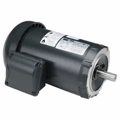 Totally enclosed fan-cooled (TEFC) 3-phase AC motor with C-face mounting. Delivers 2 hp at 3520 RPM on 230/460V AC, drawing 4.94/2.47 A full-load current at 60 Hz. Suitable for industrial equipment such as pumps, fans, conveyors, and compressors.