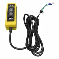 The STONE KG13 is a wired remote control handset for hydraulic power units. It operates at 24V DC with two buttons for up/down control of a single circuit. The handset features a plastic housing and ring terminals. Typical applications include dump trailers, lift gates, and material handling equipment