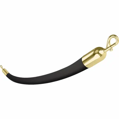 VISIONTRON Barrier Rope, 6 ft, Naugahyde, Snap End, Brass End Caps, 842BK72SE-PB - Barrier Ropes