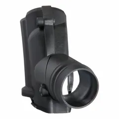 Plastic dust port adapter for connecting a dust collection hose to power tools. Overall height 2 7/8 in. Used to capture debris during cutting, grinding, or sanding operations in workshops and construction sites.