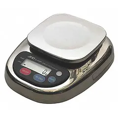 Food scale with LCD display, readability of 0.002 lb/1 g, and IP65 rating for dust and water resistance. Weighing surface measures 5 3/8 in wide by 6 3/4 in deep. Suitable for commercial kitchens and food processing environments requiring precise portioning and recipe scaling.
