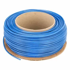 Metric polyurethane tubing with 4 mm inner diameter and 6 mm outer diameter, 500 ft length, blue color. Hardness Shore A 90 to 95. Maximum operating pressure 170 psi at 180°F. Suitable for pneumatic control lines, fluid transfer, and instrumentation in industrial automation and robotics.