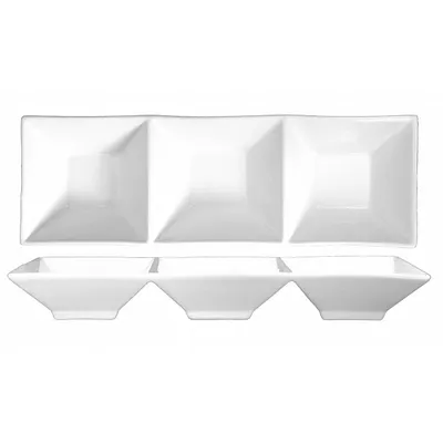 ITI 3-Compartment Bowl: 6 oz Capacity, 9 in Dia, Porcelain - Serving Bowls