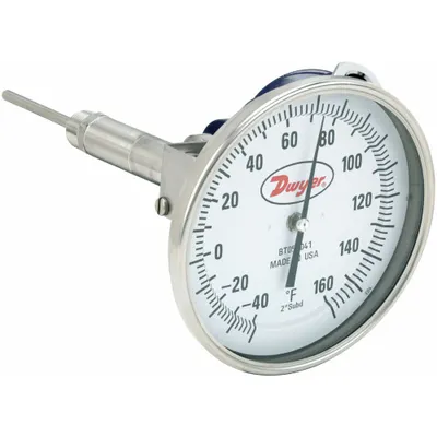Dwyer Dial Thermometer With Process Output: -40°F to 160°F, +/- 1% Accuracy, 4 in Stem Lg - Thread-Mount Transmitting Dial Thermometers