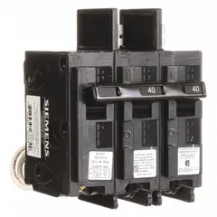 Bolt-on miniature circuit breaker rated 40 A at 120/240V AC, 2-pole with shunt trip. Provides overcurrent protection and remote tripping capability for branch circuits in panelboards.