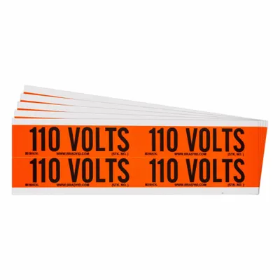 BRADY Self-Stick Vinyl Conduit and Voltage Marker, 110 Volts, 5 PK - Self-Stick Vinyl Conduit and Voltage Markers