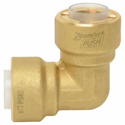 PARKER ZoomLock Removable Brass Push-to-Connect Elbow - Removable Brass Push-to-Connect Tube Fittings