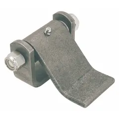 Hinge strap for securing and pivoting access panels, doors, or covers on trucks, trailers, and heavy equipment. Overall length 3 27/32 in, overall width 4 11/32 in, height 2 7/16 in.