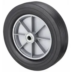 Flat-free solid rubber wheel with a steel core, designed for material handling equipment such as carts and dollies. Wheel diameter 12 in, width 2 29/32 in, tire sidewall number 12x3, load capacity 600 lb. Suitable for workshops, warehouses, and assembly lines where puncture-proof performance is needed.