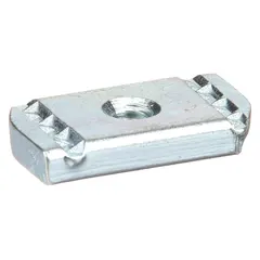 This steel nut features a 5/16"-18 thread size and 5/16 in bolt size, with an electroplated finish in silver. It is used to secure bolted joints in industrial assemblies such as machinery, conveyors, and structural frames.