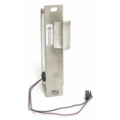 This HES electric strike is designed for use with cylindrical or mortise locksets in access control systems. Constructed of stainless steel, it measures 11 inches in height and operates on 24V input voltage. Rated as heavy duty (Performance Duty Rating 1), it releases the latch when power is applied for remote door unlocking.