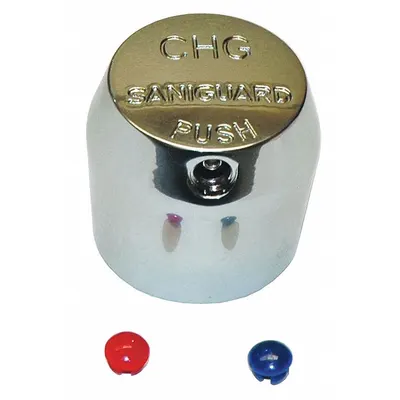 ENCORE Handle: Chicago Faucets/Zurn, Push Button Handle, Use with Hot/Cold Water Temp - Metering Faucet Handles
