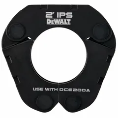 Carbon steel press jaw and ring set for 2-inch pipe. Compatible with Elkhart PowerPress, Nibco BenchPress, and Viega MegaPress press tools. Used for creating press connections on carbon steel and galvanized steel pipe in commercial plumbing, HVAC, and fire protection systems.