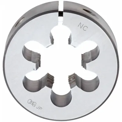 OSG Round Threading Die: 1 1/4"-12 UNF, 3 in OD, Solid, High Speed Steel (MPN 2715600) - Solid Round Threading Dies