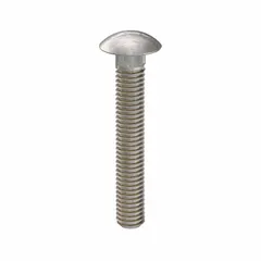 316 stainless steel square neck carriage bolt with 3/8"-16 thread size and 2-1/2 in length. Plain finish. Sold in packs of 5. The square neck prevents rotation during tightening, suitable for fastening metal to wood or metal in corrosive environments.