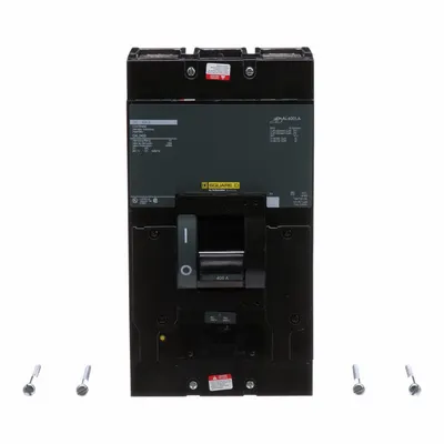 SQUARE D Molded Case Circuit Breaker: 400 A Amps, 25kA at 120/240V AC, Adj, Lug - LA-, LH-, Q4-Frame Square D Molded Case Circuit Breakers