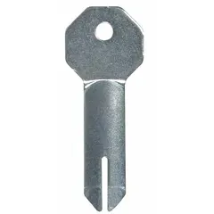 Nickel key set for opening and servicing Stopper Station alarm and wall fixture covers. Includes two keys, each 2 1/4 in overall length, with a silver finish. Suitable for use with compatible Stopper Station enclosures.