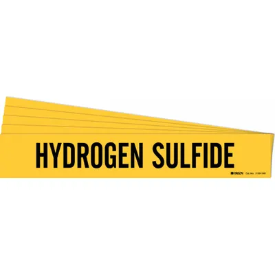 BRADY Pipe Marker: Hydrogen Sulfide, Yellow, Black, Fits 8 in and Larger Pipe O.D. - Hydrogen Sulfide Adhesive Pipe Markers