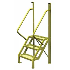 This steel base ladder provides stable access for elevated tasks in industrial environments. With a 6.8 ft overall height, 30 in width, and 20 in depth, it supports maintenance, assembly, and warehousing operations. The yellow finish offers high visibility in factory and distribution center settings.