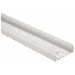 This straight-section single-channel raceway is part of the T-70 series, constructed of Off White PVC. It measures 4 1/16 inches wide, 1 3/4 inches high, and 96 inches long, with a Screw On mounting method. Used for routing and protecting low-voltage cabling in surface-mount applications.