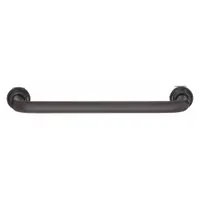 Fixed, non-recessed pull handle made from black anodized aluminum. Features threaded holes for mounting with 5/16"-18 screws and a 0.31 in grip thickness. Suitable for use on cabinets, enclosures, and machinery doors where a durable, corrosion-resistant handle is required