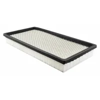 Rectangular panel-type engine air filter for light-duty trucks, compatible with Jeep Briarwood. Overall length 13 17/32 in. Filters incoming air to protect the engine from dust and debris