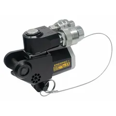 Hydraulic torque wrench drive unit for controlled bolting. Maximum torque output of 4,804 N-m (3,543 ft-lb) with a maximum opening of 3 1/8 in. Suitable for tightening or loosening fasteners in confined spaces.