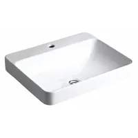 KOHLER Bathroom Sink: White, Vitreous China, 23 in Overall Lg, 18 1/8 in Overall Wd, 1 Faucet Holes (MPN K-2660-1-0)
