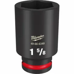 This 3/4" drive deep impact socket is SAE sized at 1-5/8" with a 6-point configuration and friction retention mechanism. Designed for use with impact tools in heavy-duty fastening tasks such as automotive repair, construction, and industrial maintenance. Black phosphate finish provides corrosion resistance.