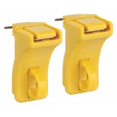 Handle padlock attachment for Square D C60 circuit protection devices. Enables locking of the breaker handle to prevent unauthorized or accidental operation. Suitable for use in lockout/tagout procedures in industrial and commercial electrical panels. Supplied as a 2-pack.