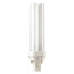 13W compact fluorescent double twin-tube lamp with 2-pin GX23-2 base. Delivers 800 lumens at 4100K cool white color temperature. Non-dimmable. Suitable for general lighting in commercial and industrial fixtures such as downlights, wall sconces, and ceiling troffers.