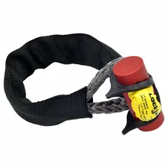 Synthetic shackle for lifting and rigging applications. Breaking strength of 43,000 lbf with a bar length of 3 1/8 in. Suitable for overhead lifting, towing, and load securement where a non-marring high-strength connection is required.