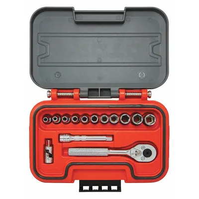 PROTO 14-Piece Metric Socket Set with 1/4 in Drive, 4 mm to 12 mm - Metric Socket Sets with Drive Tools