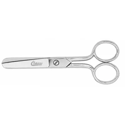 CLAUSS Scissors: Ambidextrous, 5 in Overall Lg, Straight, Steel, Rounded - All-Metal Scissors