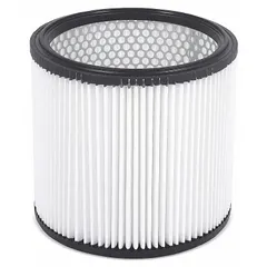Standard dry paper filter for Dayton canister vacuums. Captures dry debris and dust in industrial cleaning applications such as workshops, warehouses, and manufacturing floors.