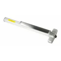 This rim-type exit device features a touchbar style and is constructed from aluminum. It is designed for use on commercial doors up to 3 ft wide, providing push-bar egress for emergency exits in buildings such as offices, schools, and retail facilities