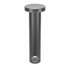 Steel clevis pin with plain finish, 3/16 in diameter and 7/8 in shank length. Supplied in packs of 25. Used in mechanical linkages to connect a clevis fork to a rod or eyelet for pivot joints in agricultural equipment, machinery guards, and industrial rigging.