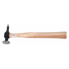 This 12-inch auto body pick hammer features a 10-ounce carbon steel head with a 4-inch length. Designed for shaping and dent removal in automotive bodywork, it provides controlled striking for precise panel adjustments.