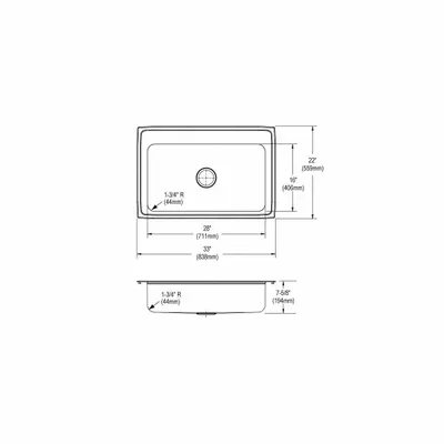 JUST MANUFACTURING One-Bowl Counter-Mounted Kitchen & Bar Sink - One-Bowl Counter-Mounted Kitchen & Bar Sinks without Faucets