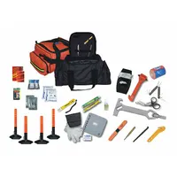 This EMS general supply kit is constructed of blue nylon and includes two thermal rescue blankets, two emergency pressure bandages, and two nitrile gloves. Suitable for first aid stations, industrial safety areas, and field medical response