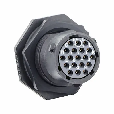 SOURIAU Electrical Connector: Trim Trio UTSX 14, Jam Nut Receptacle, 19 Contacts - Trim Trio UTSX Harsh Environment Circular Connectors