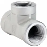This steel pipe tee features three 3/4 in female threaded connections and is rated for a maximum operating pressure of 3000 psi. It is used to split or combine fluid flow in high-pressure piping systems, such as hydraulic and pneumatic lines, where reliable branch connections are required. Overall length is 2 11/16 in