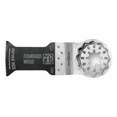 Set of three carbon steel Starlock mounted blades. Each blade has a 2 1/8 in overall length. Designed for precision cutting in drywall, including flush cuts, plunge cuts, and detailed trimming.
