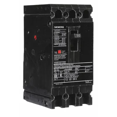 Siemens Molded Case Circuit Breaker: 50 A Amps, 42kA at 480V AC, Fixed, Load Side Lug - ED-Frame Siemens Molded Case Circuit Breakers