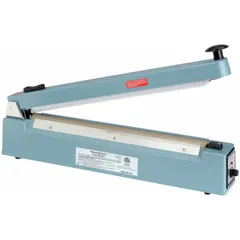 The MIDWEST PACIFIC MP-16C is a tabletop impulse heat sealer designed for sealing polyethylene bags and films. It provides a maximum seal length of 16 inches, a seal width of 2.5 mm, and can handle film thicknesses up to 6 mil. Suitable for packaging, food service, and industrial sealing tasks.